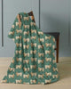 Highland Cow Design Super Soft Flannel Blanket Throws 120x150cm - Green