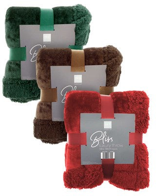 Bliss Luxury Design Flannel Throws 120x150cm - Assorted Winter Colours