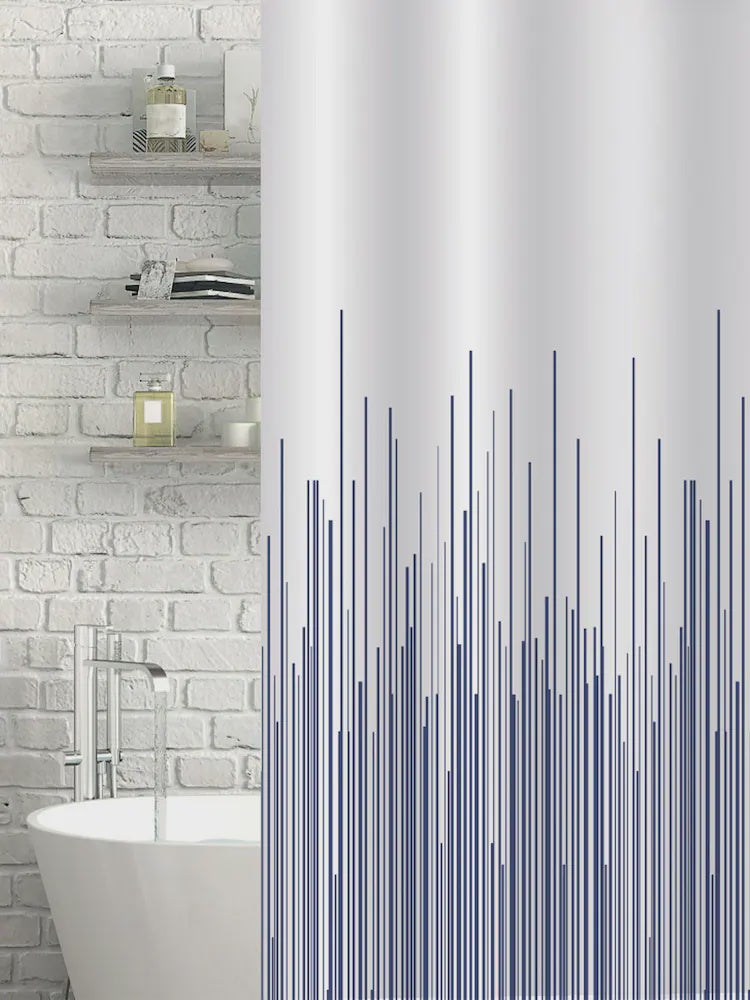 Showerdrape City Stripes 100% Polyester Shower Curtain 180 X 180cm Navy