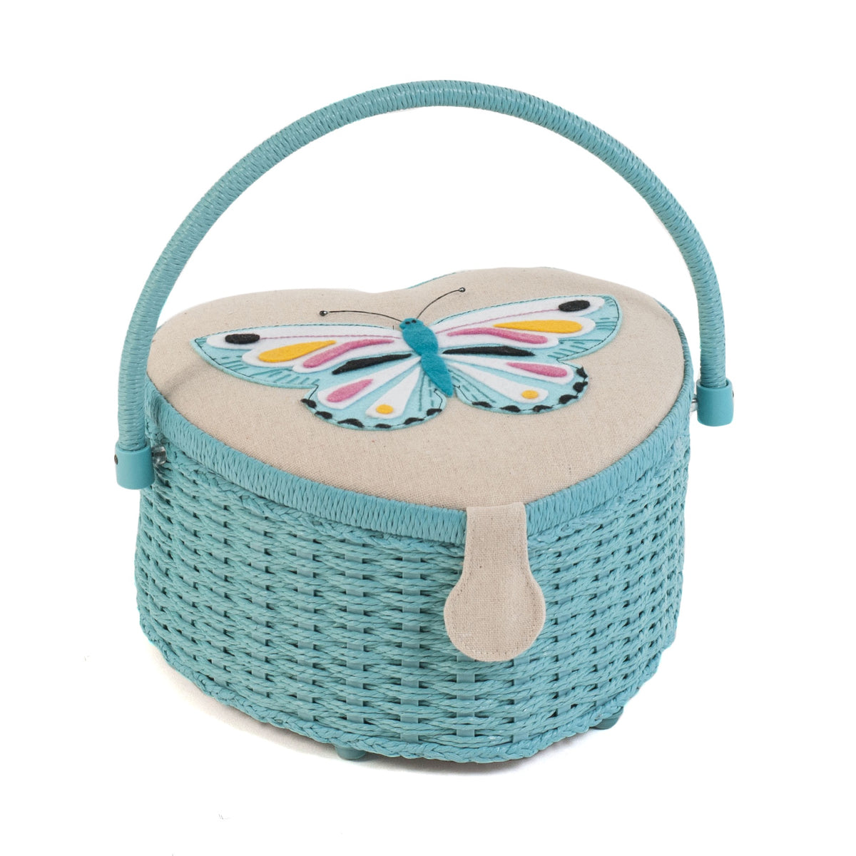 Heart applique sewing box in Flutterby fabric