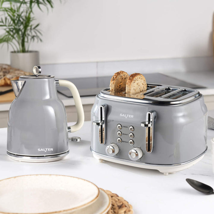 Salter Retro Grey 1.7l 3kw Rapid Boil Electric Kettle