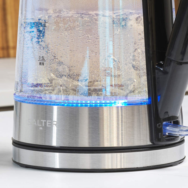 Salter Illuminating Iridescent Glass Kettle - 1.7L, Blue LED Illumination
