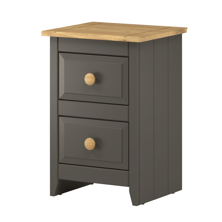 Capri Carbon 2 Drawer Petite Bedside Cabinet (Self Assembly) (DHD) Image 1