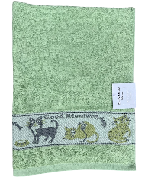 Animal Border Cotton Tea Towel Cat
