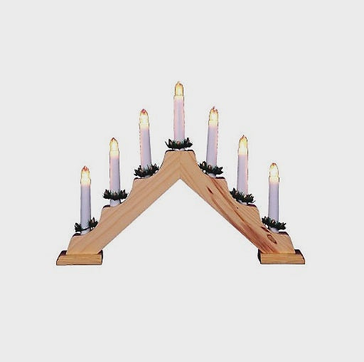 Premier 39Cm 7-Lights Candlebridge V Shaped Pine Wood