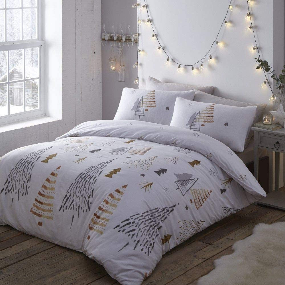 Xmas Tree Duvet Cover Set Gold
