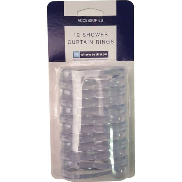 Showerdrape Curtain Rings Clear Blister Pack
