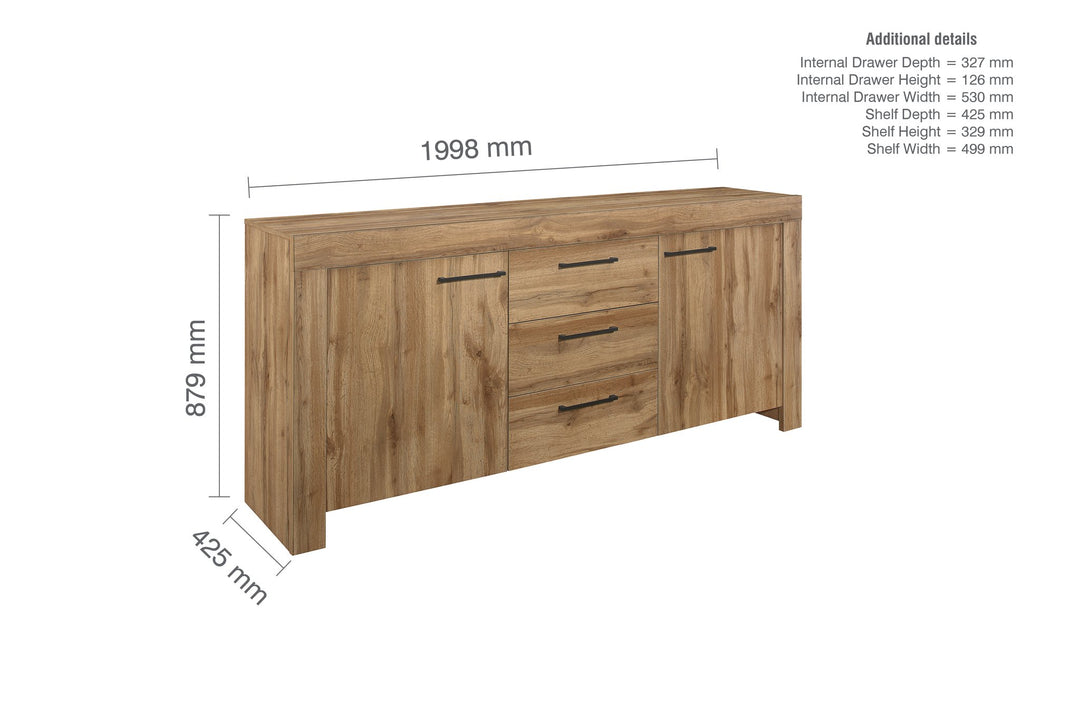 Birlea Compton 3 Drawer 2 Door Sideboard (Self Assembly) (DHD)