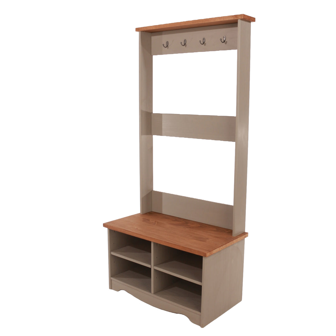 Corona Grey - Hall Shoe Bench With Hat & Coat Rack (Self Assembly) (DHD) Image 1