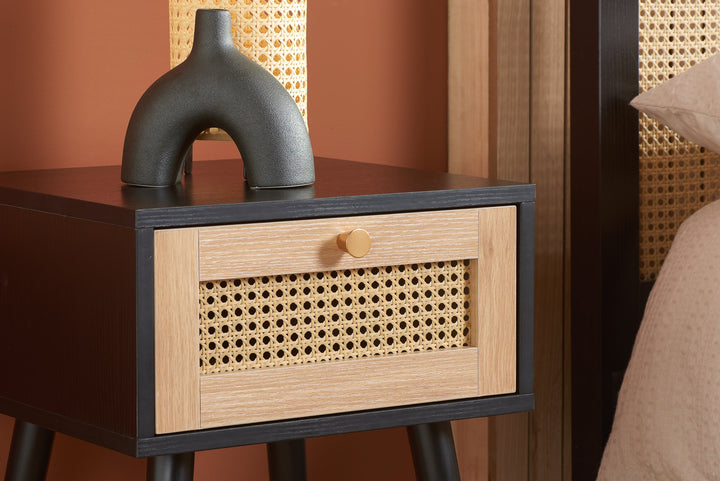 Birlea Croxley 1 Drawer Rattan Bedside (Self Assembly) (DHD)