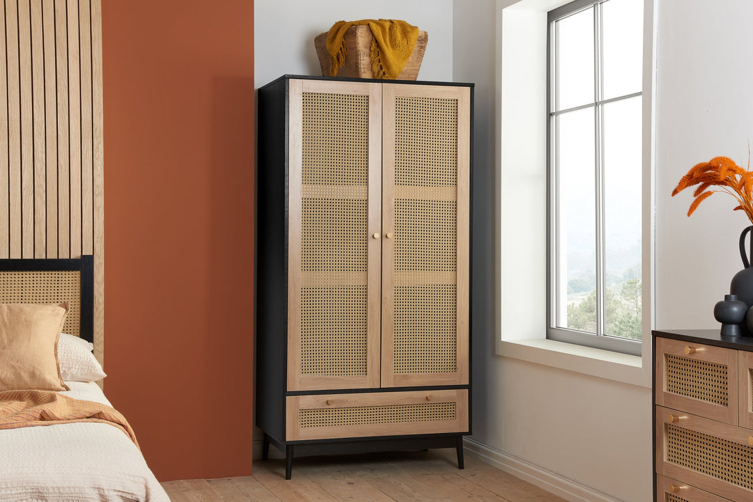 Birlea Croxley 2 Door 1 Drawer Rattan Wardrobe (Self Assembly) (DHD)