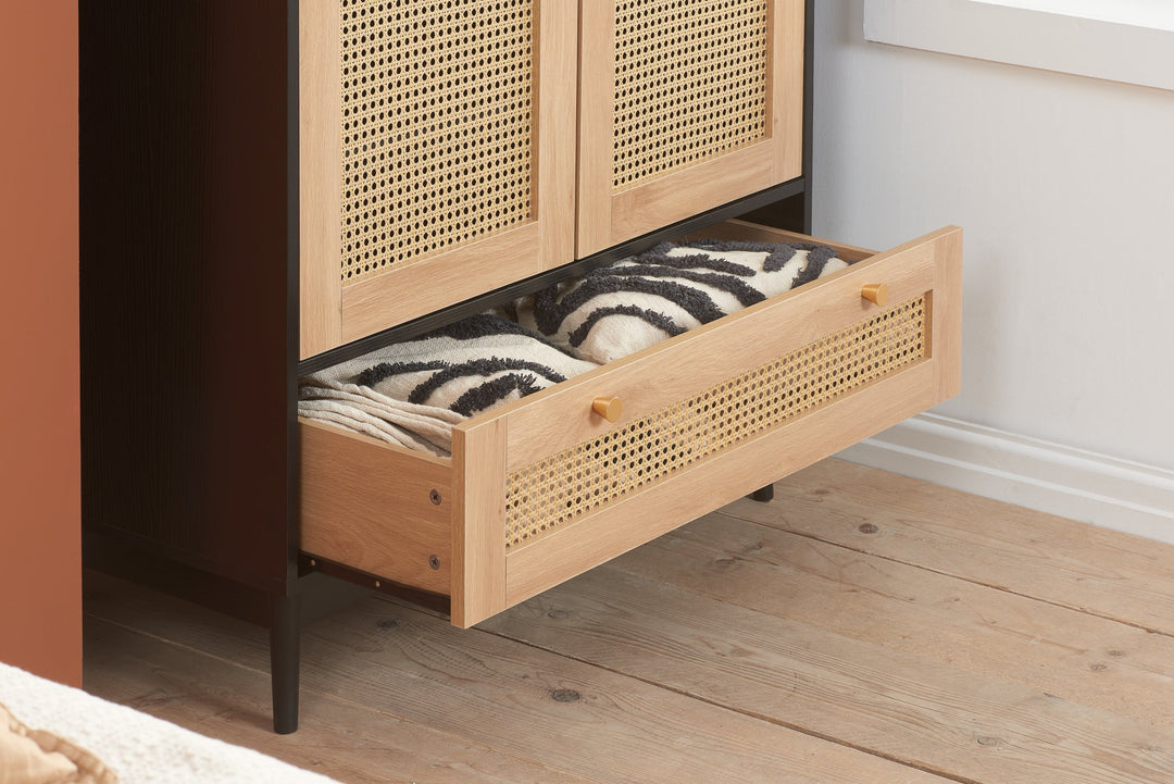 Birlea Croxley 2 Door 1 Drawer Rattan Wardrobe (Self Assembly) (DHD)