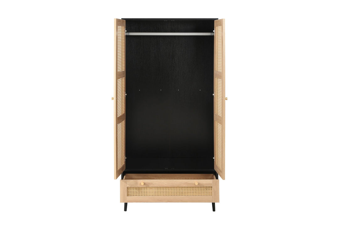 Birlea Croxley 2 Door 1 Drawer Rattan Wardrobe (Self Assembly) (DHD)