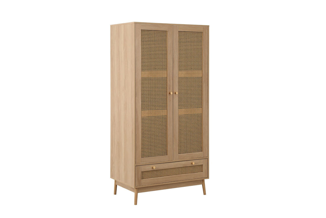 Birlea Croxley 2 Door 1 Drawer Rattan Wardrobe (Self Assembly) (DHD)