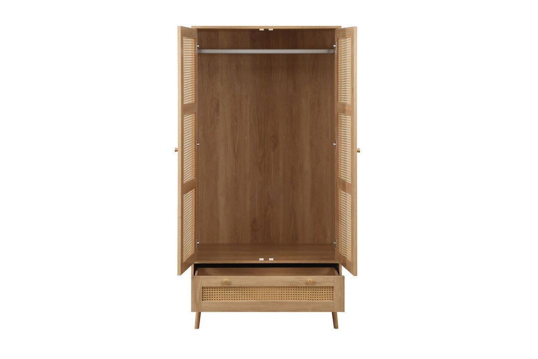 Birlea Croxley 2 Door 1 Drawer Rattan Wardrobe (Self Assembly) (DHD)