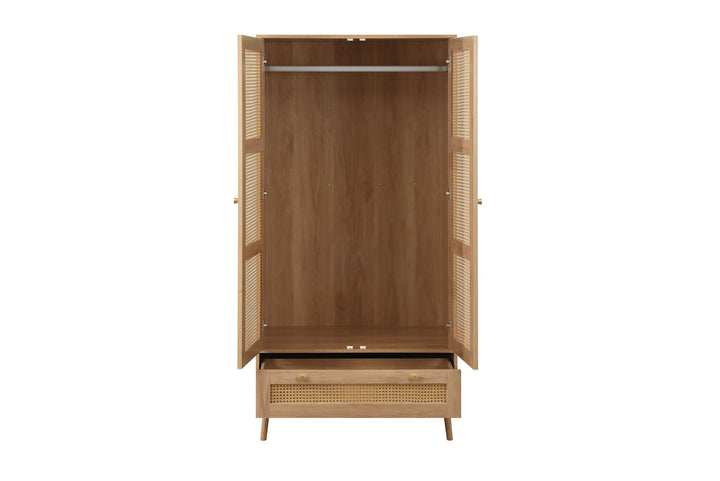 Birlea Croxley 2 Door 1 Drawer Rattan Wardrobe (Self Assembly) (DHD)