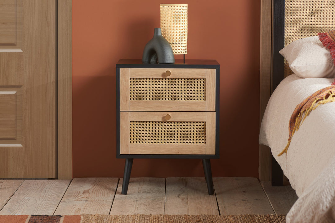 Birlea Croxley 2 Drawer Rattan Bedside (Self Assembly) (DHD)