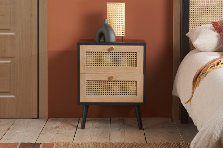 Birlea Croxley 2 Drawer Rattan Bedside (Self Assembly) (DHD)