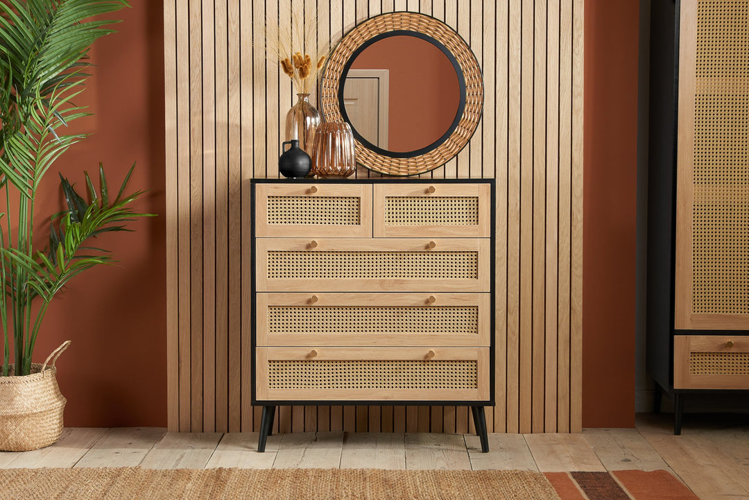 Birlea Croxley 5 Drawer Rattan Chest (Self Assembly) (DHD)