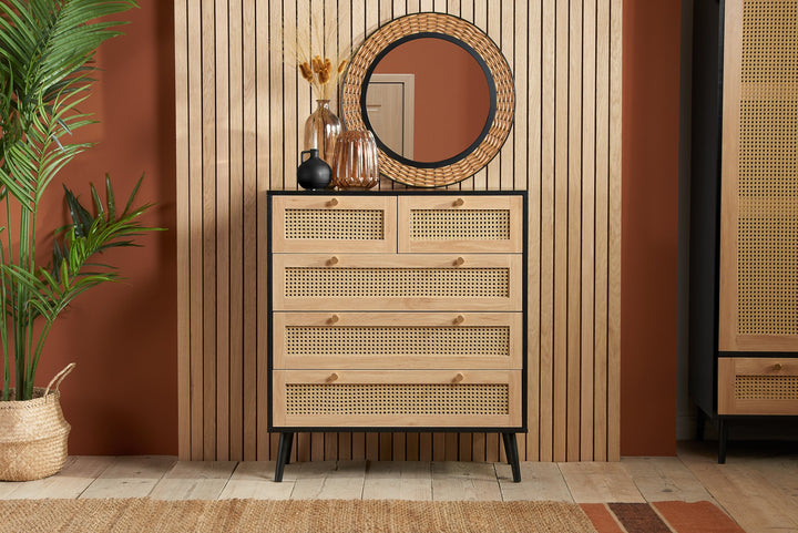 Birlea Croxley 5 Drawer Rattan Chest (Self Assembly) (DHD)