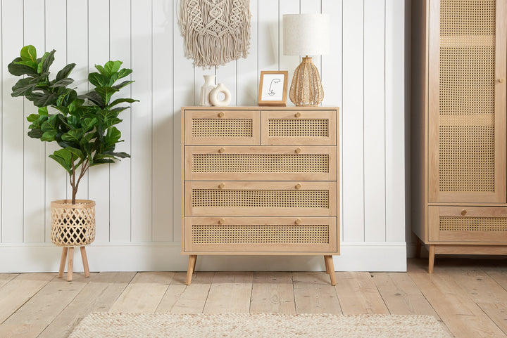 Birlea Croxley 5 Drawer Rattan Chest (Self Assembly) (DHD)