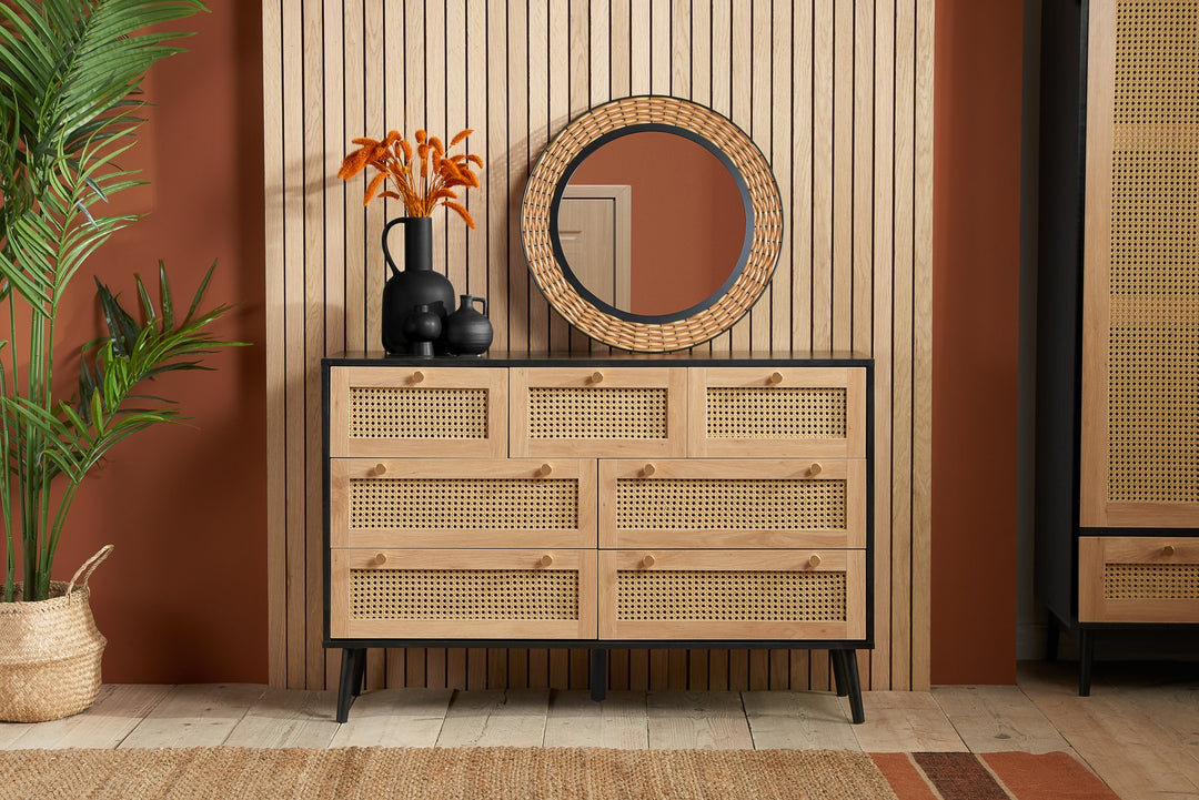 Birlea Croxley 7 Drawer Rattan Chest (Self Assembly) (DHD)