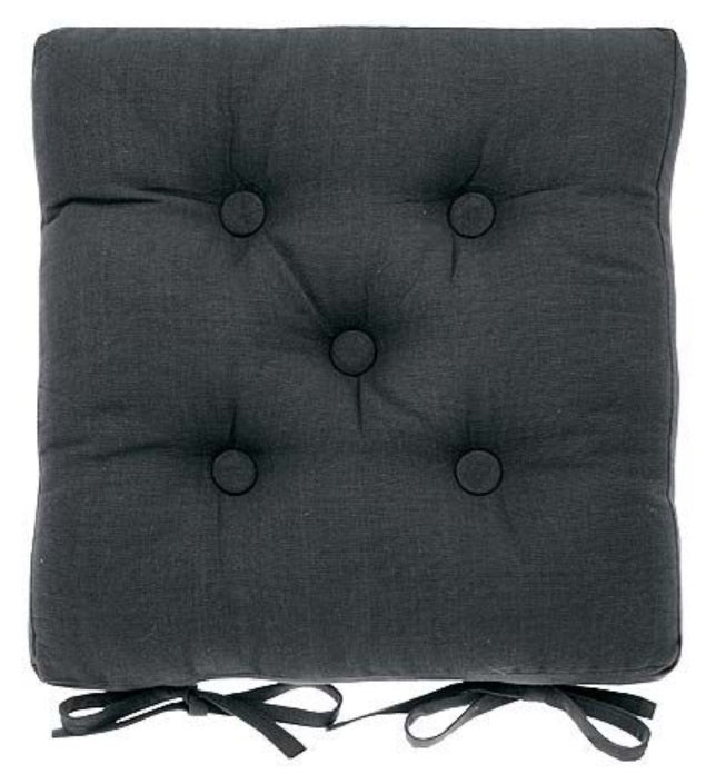 Iron grey cotton seat pad with ties