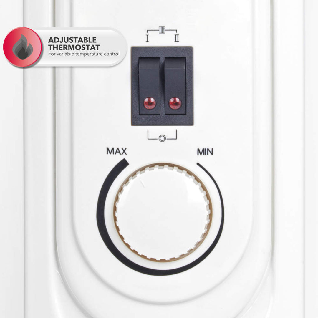 Beldray 7 Fin Oil-Filled Electric Heater with Wheels and Adjustable Thermostat 600/900/1200W