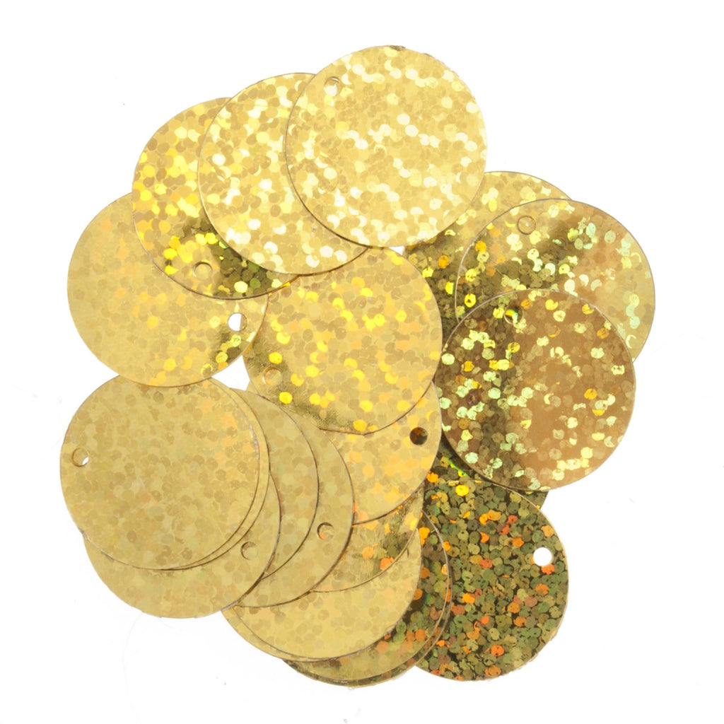 Sequin: Flat Holographic: 20mm: Gold: 20