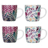 KitchenCraft Barrel Mug Set, Exotic Floral Design, Set of 4