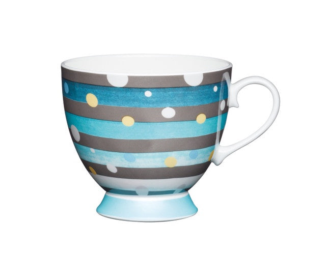 KitchenCraft China Spot Stripe  Footed Mug