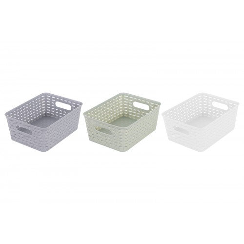 Rattan Collection  Polyrattan Basket 25x19x10Cm 3 Assorted Colours