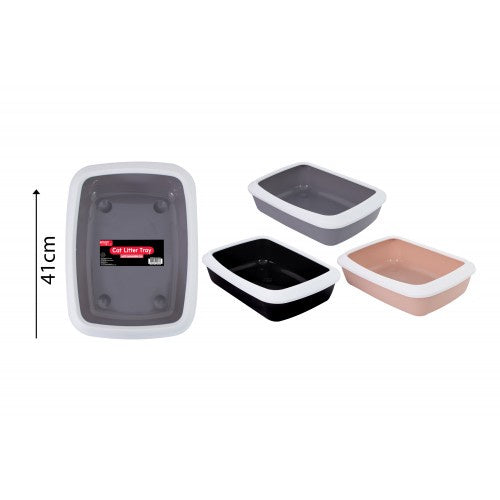 Cat litter tray with white rim