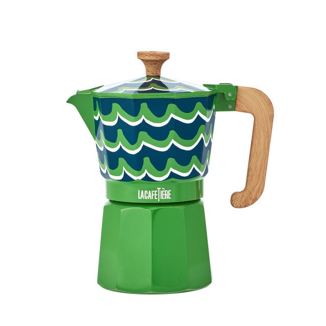 La Cafetière Venice 6 Cup Espresso Maker, Aluminium, 290ml, Cyan Tides