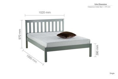 Denver 90cm Single Low End Bedframe Grey (Local Only)