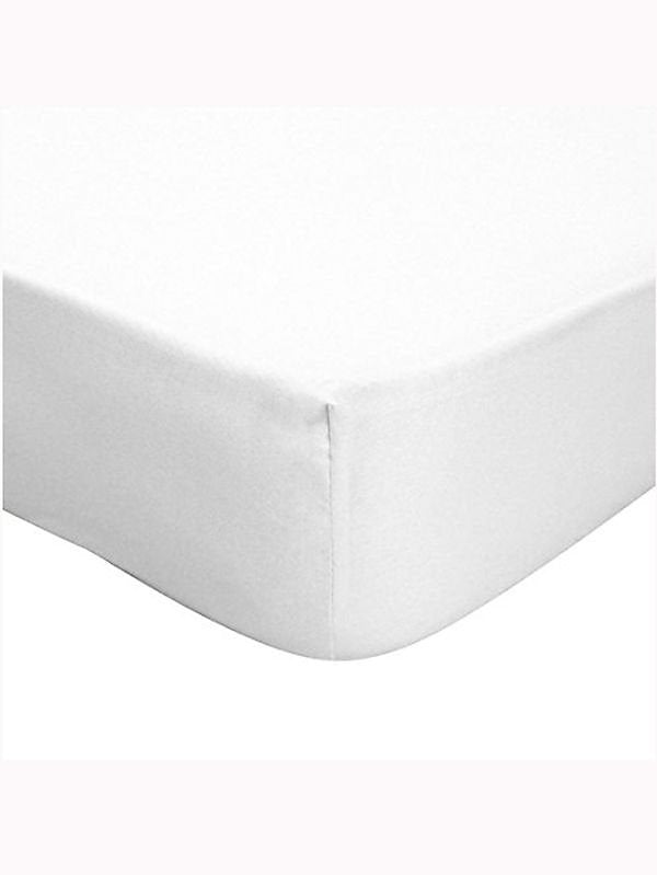 Percale Double Fitted Sheet White