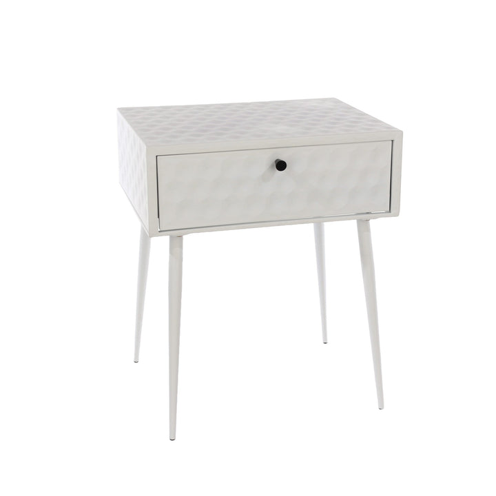 Options Saturn Metal 1 Drawer Bedside Cabinet, White With Gold Handle  White Gold (Self Assembly) (DHD)