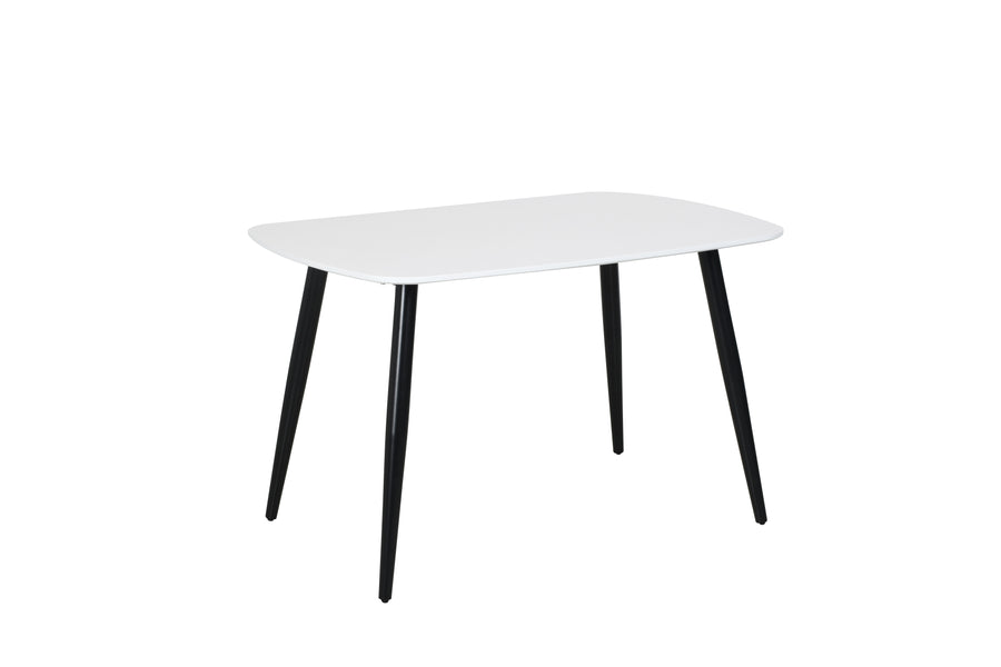 Aspen Rectangular Dining Table, White Painted Top With Black Tapered Legs White Black (DHD) Image 1