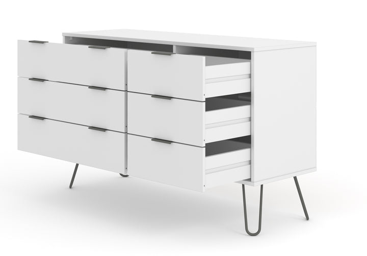 Augusta White 3+3 Drawer Wide Chest Of Drawers White    (DHD) Image 4