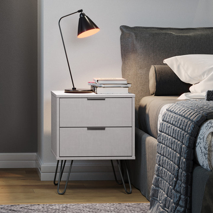 Augusta Grey 2 Drawer Bedside Cabinet Grey   (DHD) Image 5