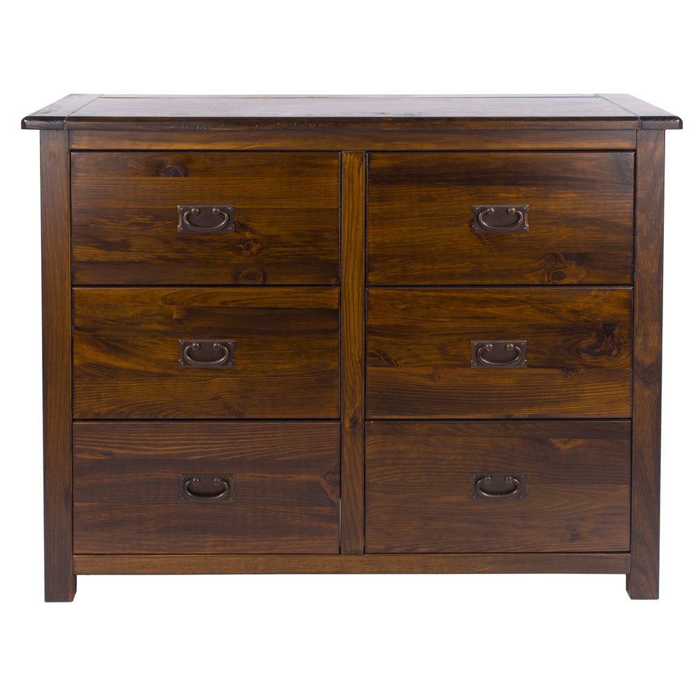 Boston 3+3 Drawer Wide Chest Dark Brown  (DHD) Image 2