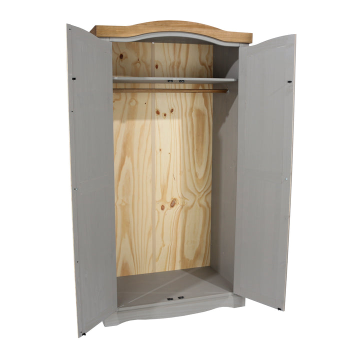 Corona Grey 2 Door Wardrobe  Grey Wax Antique Waxed Pine (DHD) Image 4