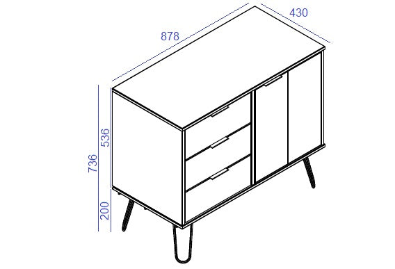 Augusta White Small Sideboard With 1 Door, 3 Drawers White    (DHD) Image 6