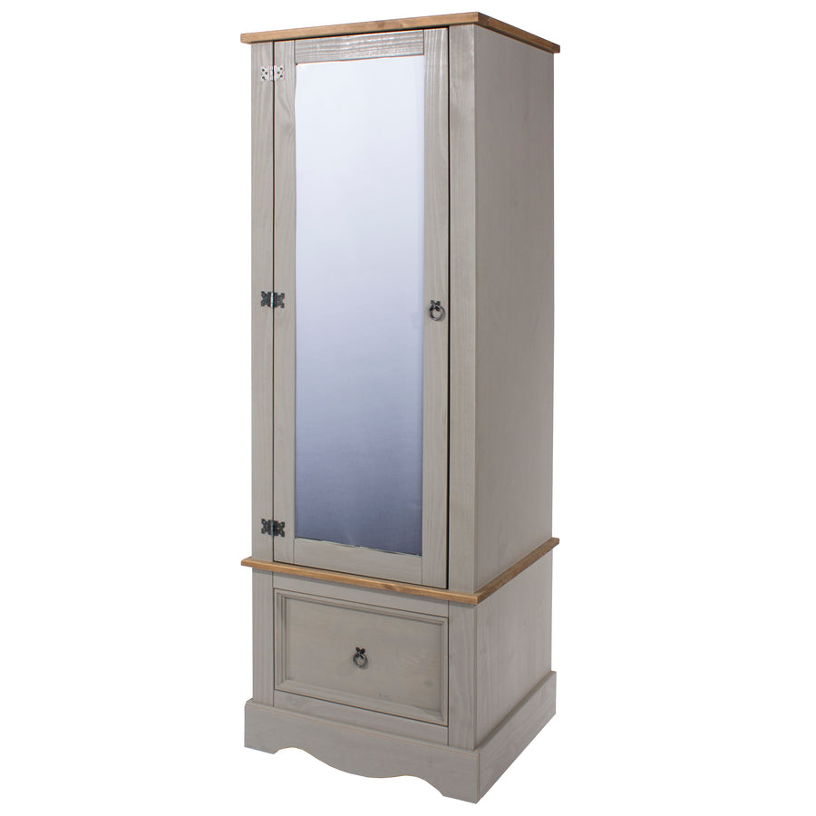 Corona Grey Armoire With Mirrored Door Grey Wax Antique Waxed Pine (DHD) Image 1