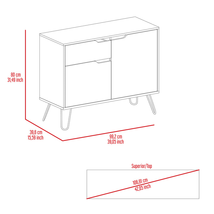 Manhattan Small Sideboard With 2 Doors & 1 Drawer  Bleached Pine Grey Stone (DHD) Image 5