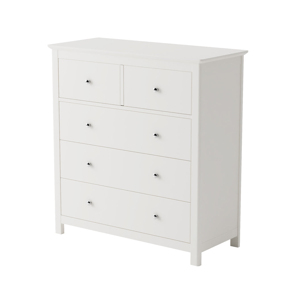 Nairn White 2+3 Drawer Chest Of Drawers White  (Self Assembly) (DHD)