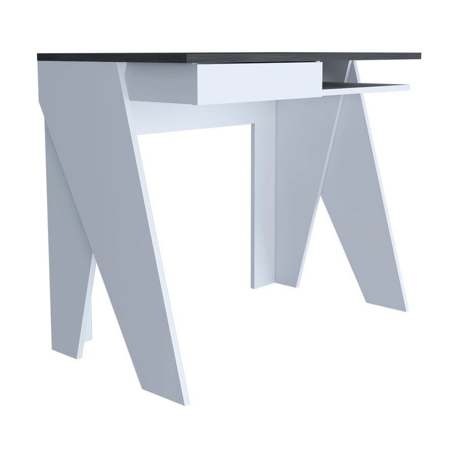 Dallas Home Office Desk With Drawer White Carbon Grey Oak (DHD) Image 1