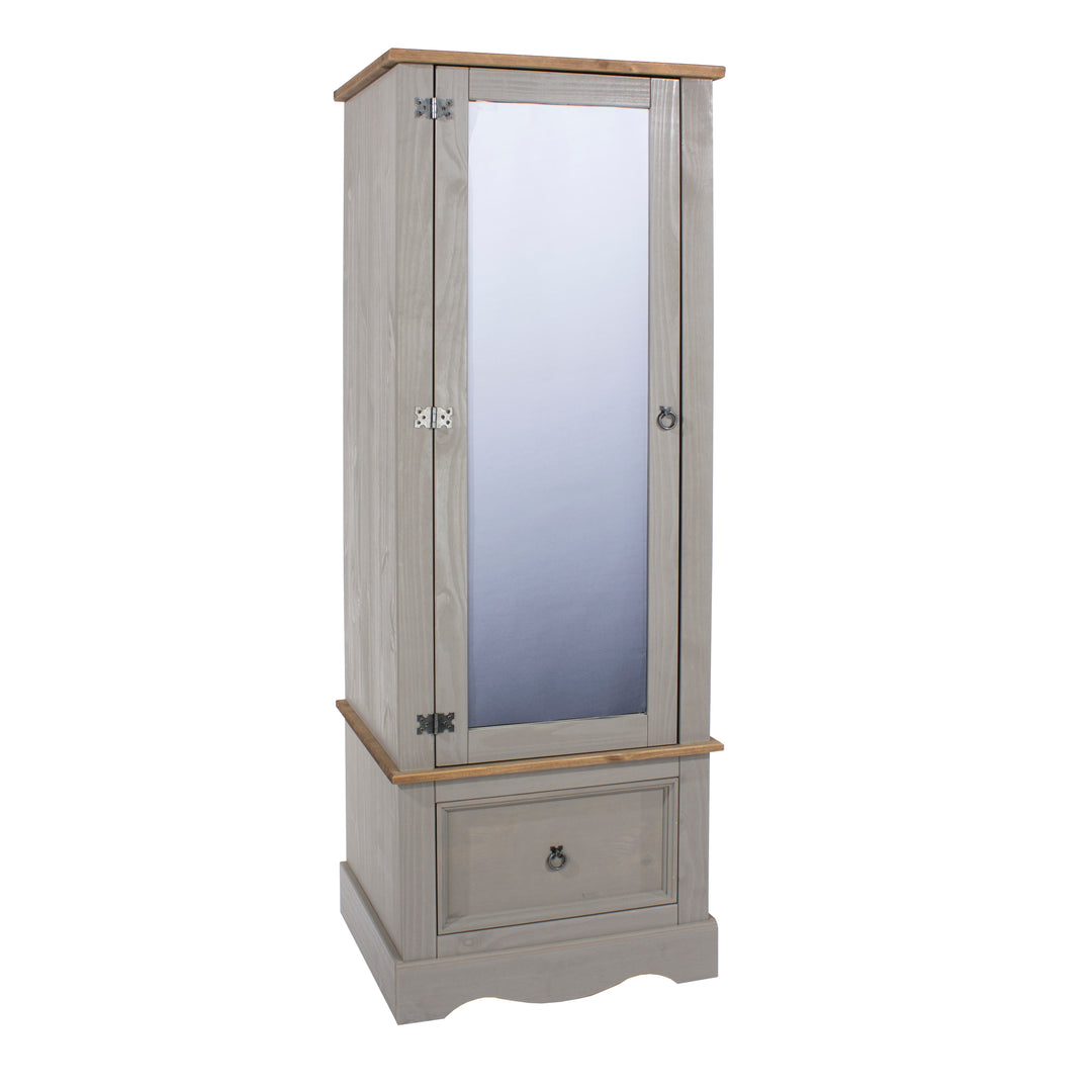 Corona Grey Armoire With Mirrored Door Grey Wax Antique Waxed Pine (DHD) Image 3
