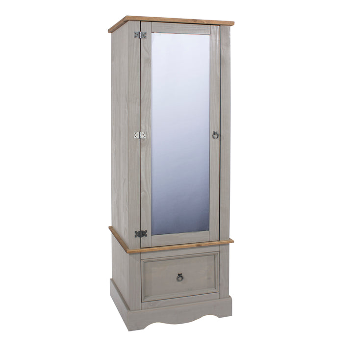 Corona Grey Armoire With Mirrored Door Grey Wax Antique Waxed Pine (DHD) Image 3