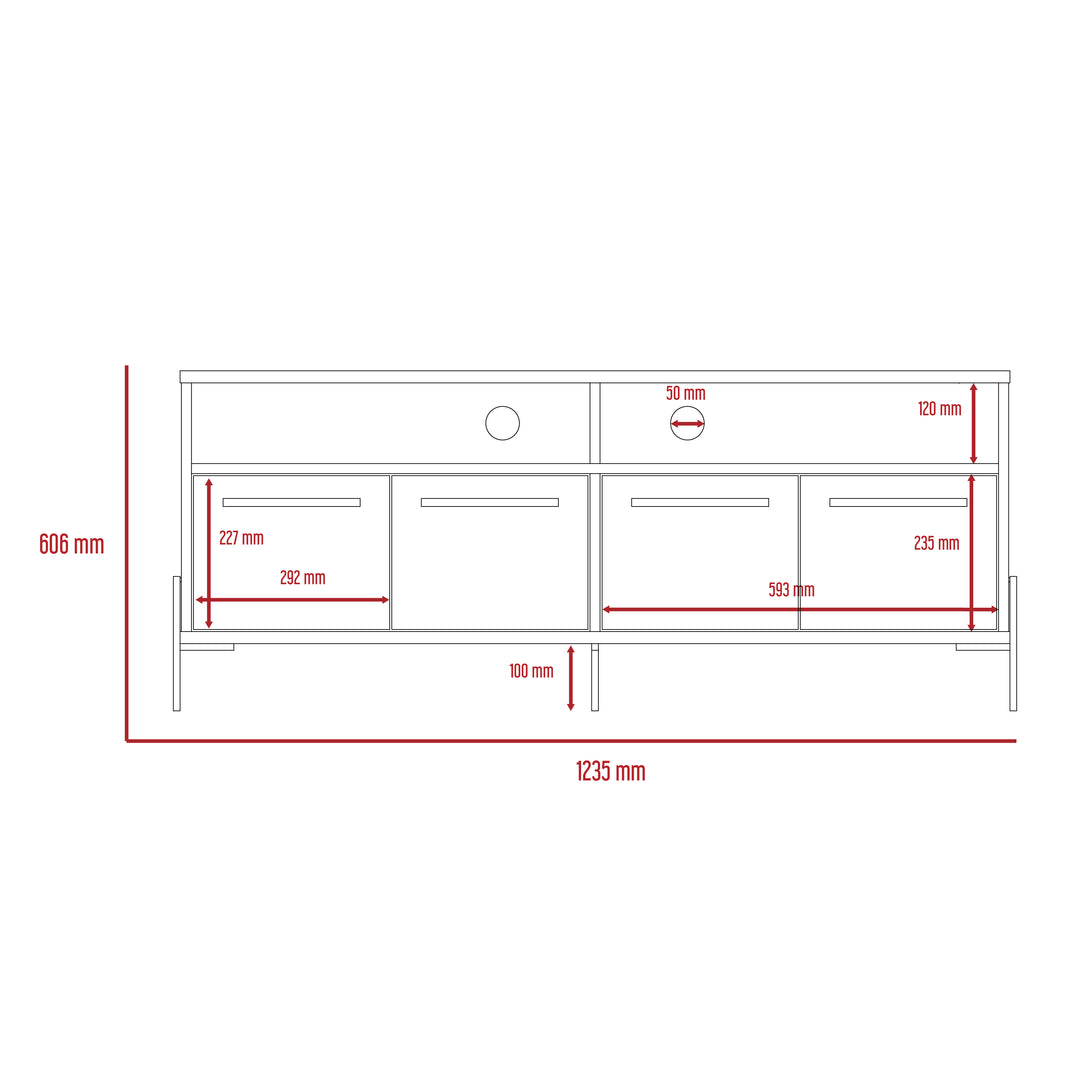 Harvard Wide Screen Tv Rack With 4 Doors Washed Oak Carbon Grey Oak (DHD) Image 7